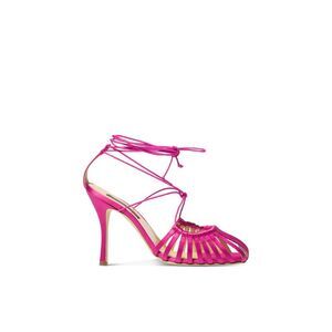 CHELSEA PARIS Womens Pink Strappy Finn Open Toe Stiletto Leather Pumps Shoes 37